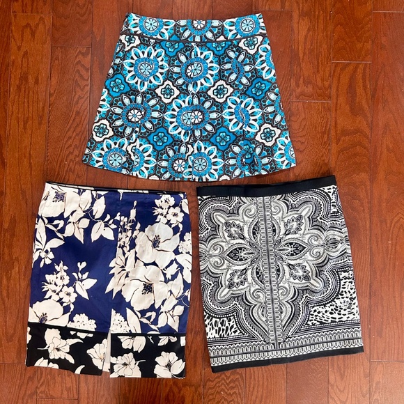 3 Skirts Ann Taylor White House Rafaella Geometric Pattern Floral Size Large - Picture 2 of 11